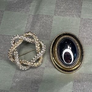 Elegant Gold and Silver Brooch Set